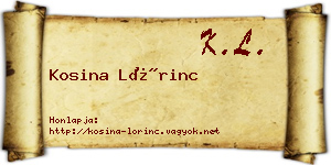 Kosina Lőrinc névjegykártya